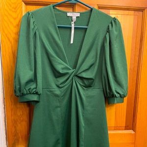 ASOS Petite green puff sleeve mini dress